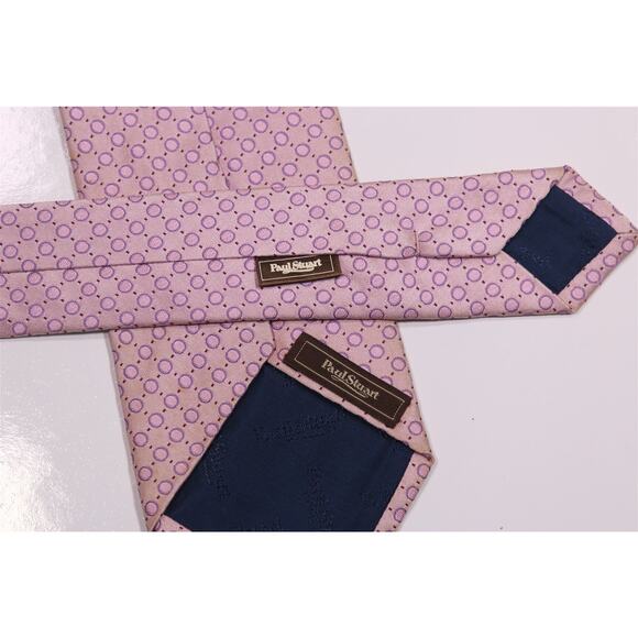 Paul Stuart Pink Polka Dots Jacquard Silk Necktie Tie Stained - Picture 5 of 7